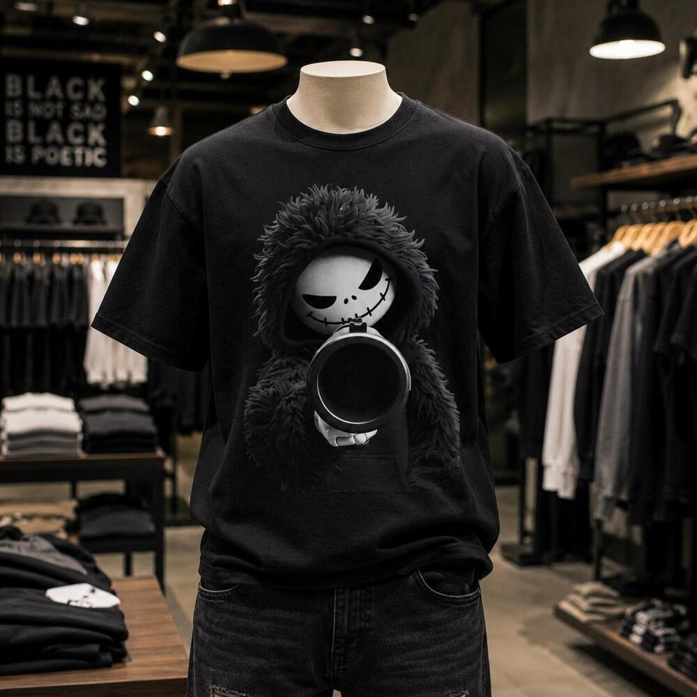 Skull Hood Cannon T-Shirt Dark Grunge Skeleton Graphic Tee Graphic Shirt